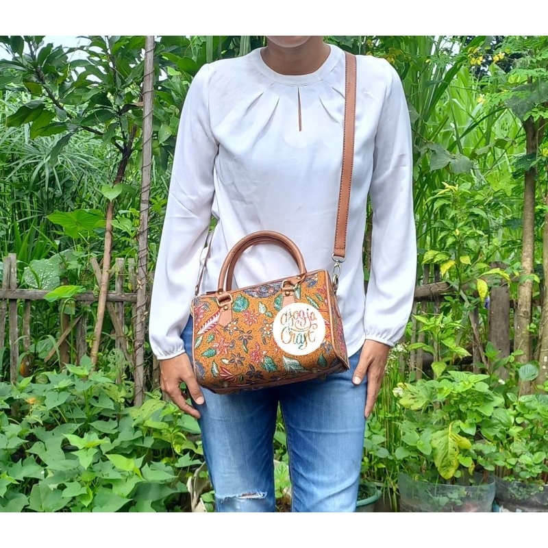 Tas Kulit Speedy Mini Kombinasi Batik