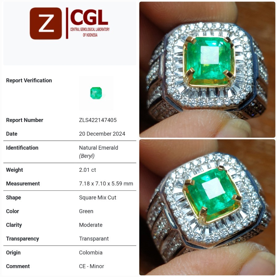 Natural Emerald Beryl Colombia Minor Crystal Clean Top Color Green Batu Permata Zamrud Hijau Asli