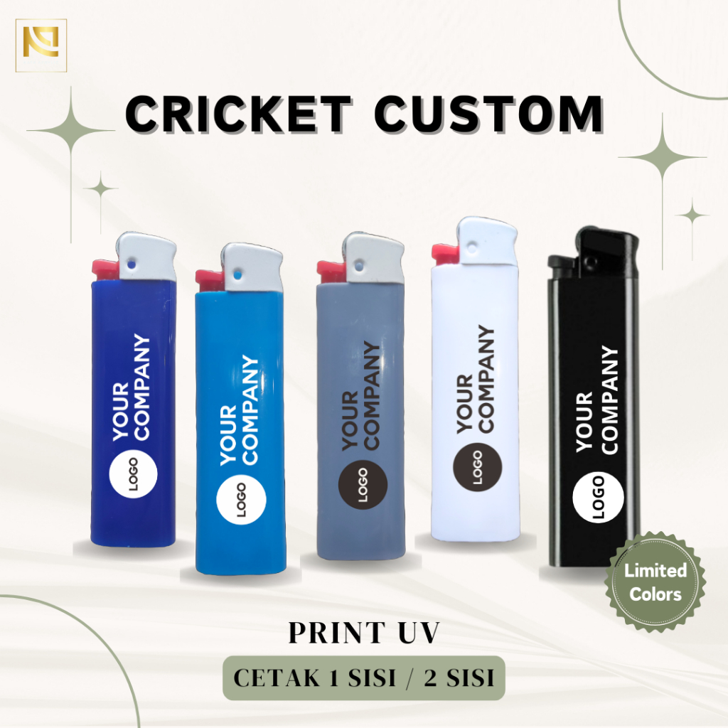 Korek Api Custom | Korek Apoi Cricket Original Cetak Full UV Print 1 sisi/2 sisi