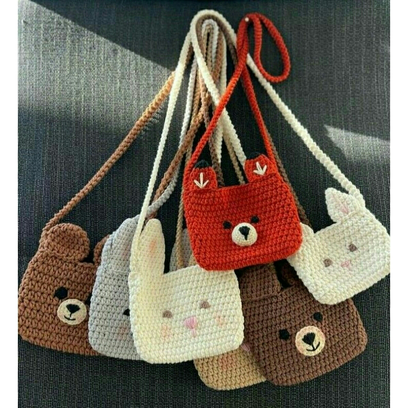Tas rajut anak perempuan / tas hp / Dompet rajut