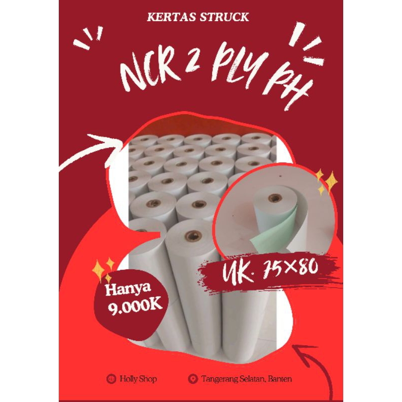 

kertas struk printer NCR 2PLY putih hijau 75×80/17