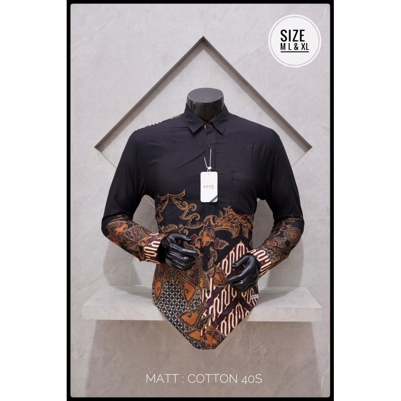 Kemeja Batik Pria Hitam Original Azwr