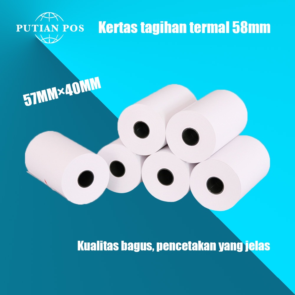 

Kertas Termal Roll PUTIAN POS 58mm Kertas Penerimaan Kertas Khusus untuk Printer Termal