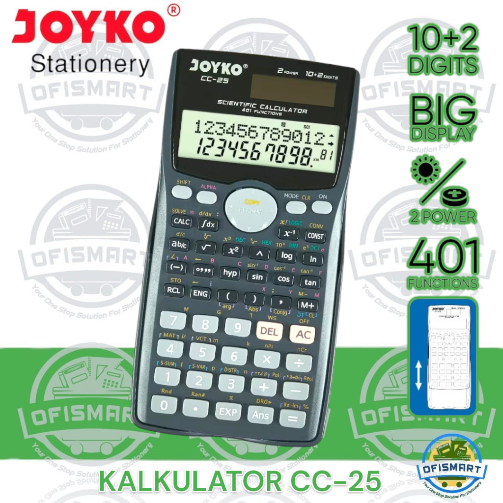

Joyko Calculator Kalkulator Scientific 401 Functions | CC - 25