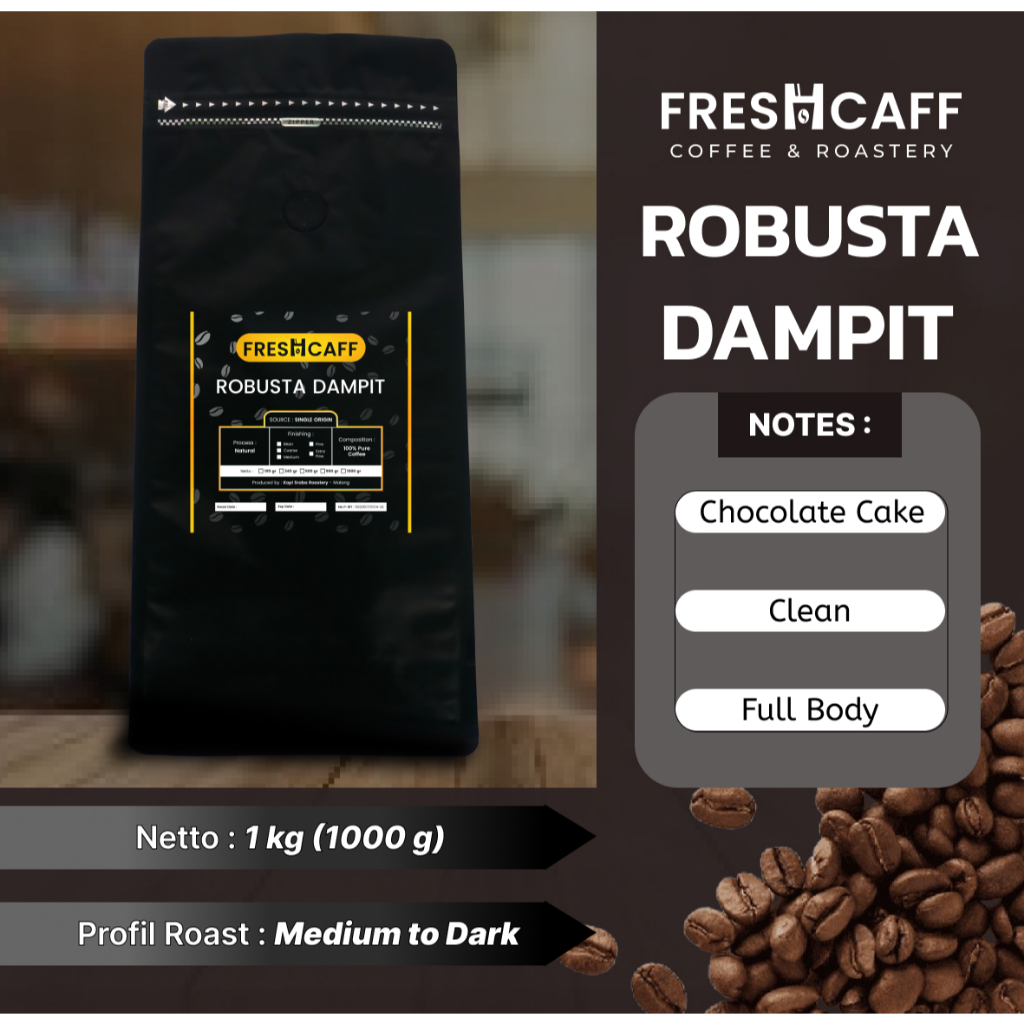 

Kopi Robusta Dampit Murni 1 kg Freshcaff
