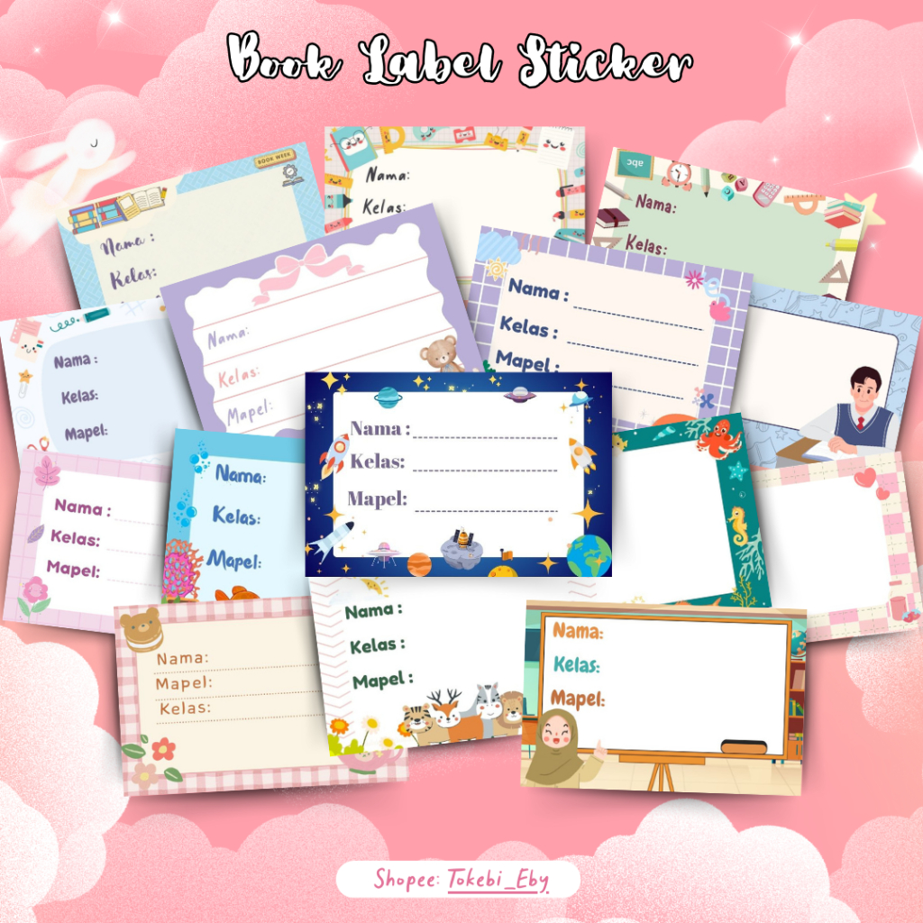 Sticker Label nama Buku Pelajaran | Aesthetic Book Label Sticker | Label Nama Buku pelajaran Sekolah