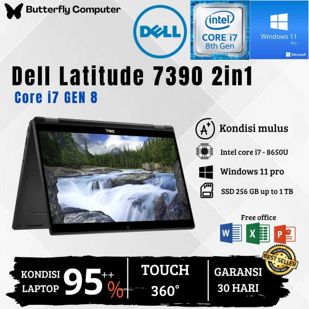 Laptop 2In1 Dell Latitude 7390 Core i7 Gen 8 Ram 16GB Ssd 1TB - TouchScreen - WIN 11 PRO - 13inch - 
