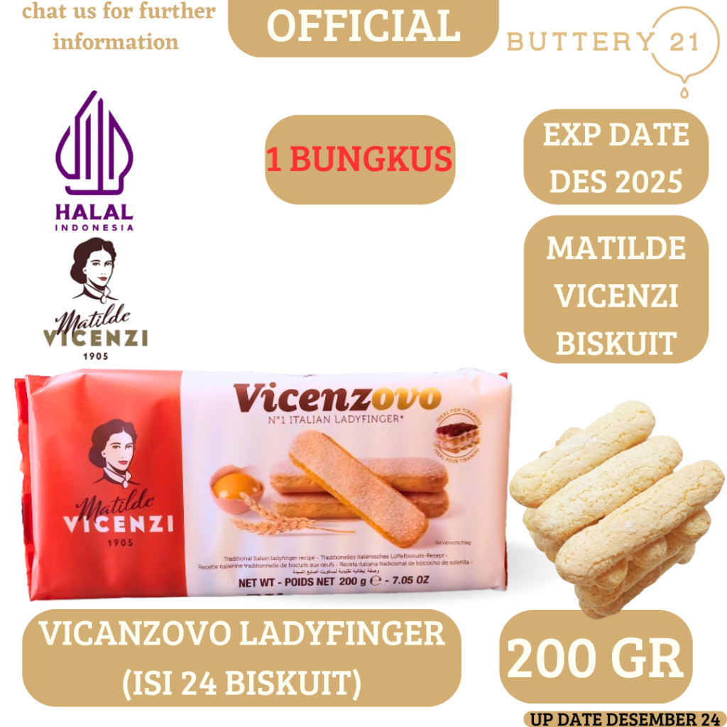 

VICENZOVO LADY FINGER BISKUIT 200 GR/MATILDE VICENZI BISKUIT/BISKUIT LADY FINGER TIRAMISU