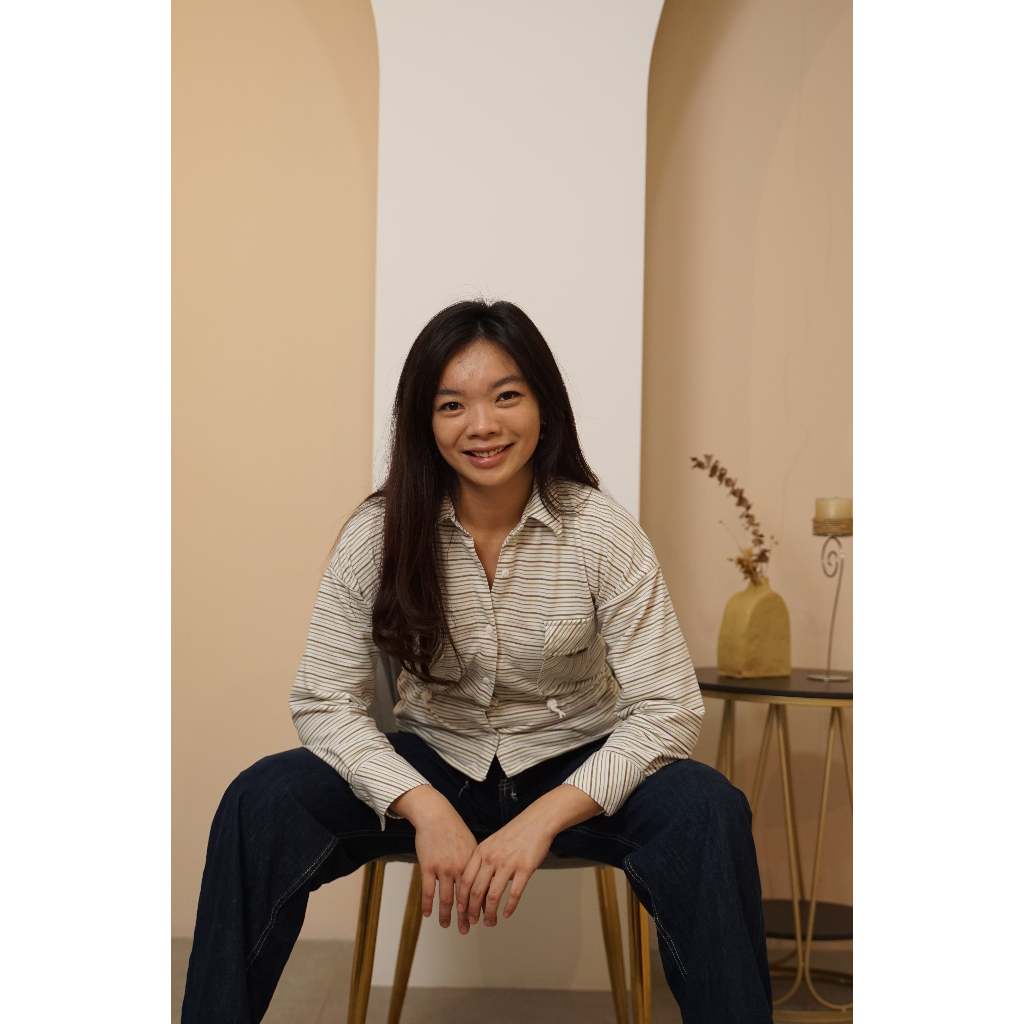 Missty Freeteen Kemeja Wanita Warna Putih Hijau Motif Garis Salur Model Korea (Kalmia 248)