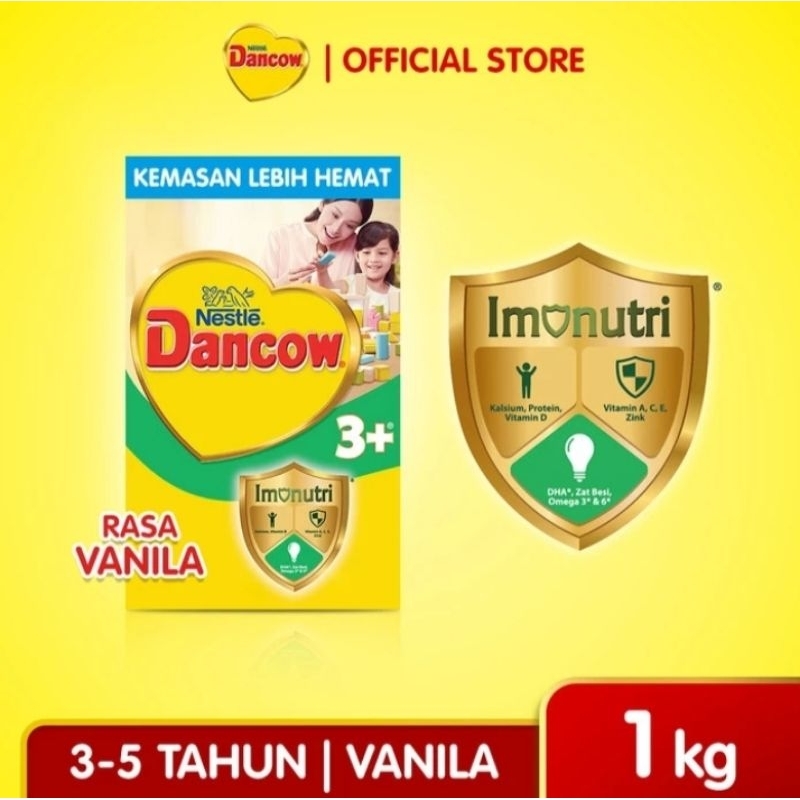 

Nestle DANCOW 3+ VANILA Susu Anak Umur, 3-5 Tahun, Ukuran : 1 kg Per Box