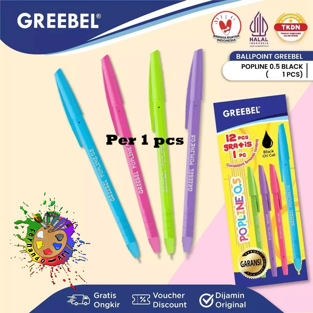 

BOLPOIN POPLINE 0.5MM 1PCS HITAM GREEBEL