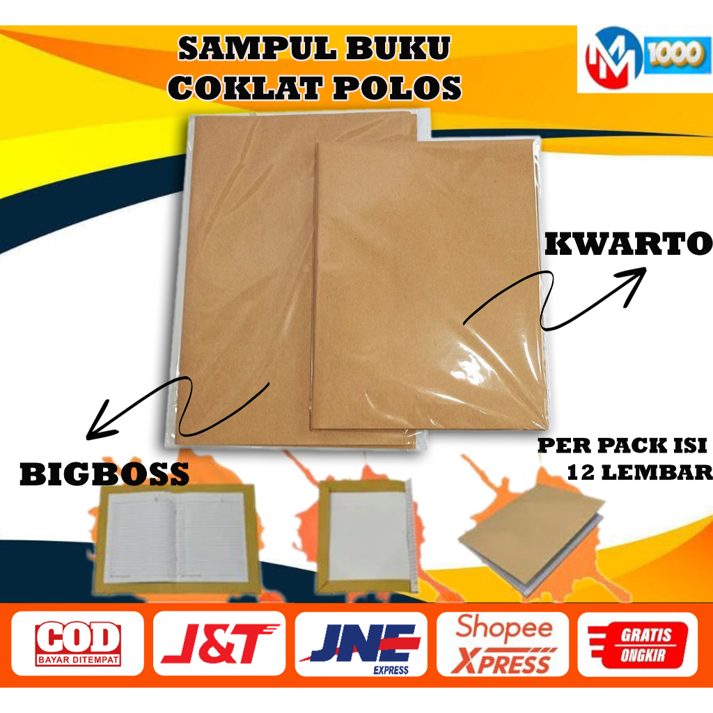 

SAMPUL BUKU COKLAT POLOS UKURAN BOXY/BIGBOSS & KWARTO HARGA PER PAK (isi 12)