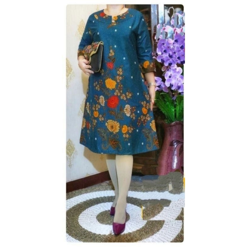 DRESS TUNIK BATIK MODERN SIZE M- JUMBO