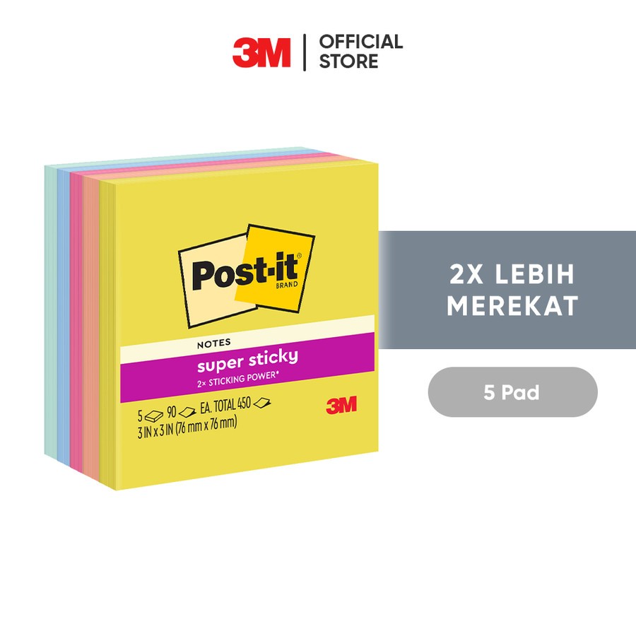 

3 M Post-it Super Sticky Notes Summer Joy, Memo, 654-5SSJOY