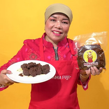 

Peromo /Mamafuji - Rendang Padang Asli 350gr (Ukuran Size ) Asli Rendang Daging 100% Lembut
