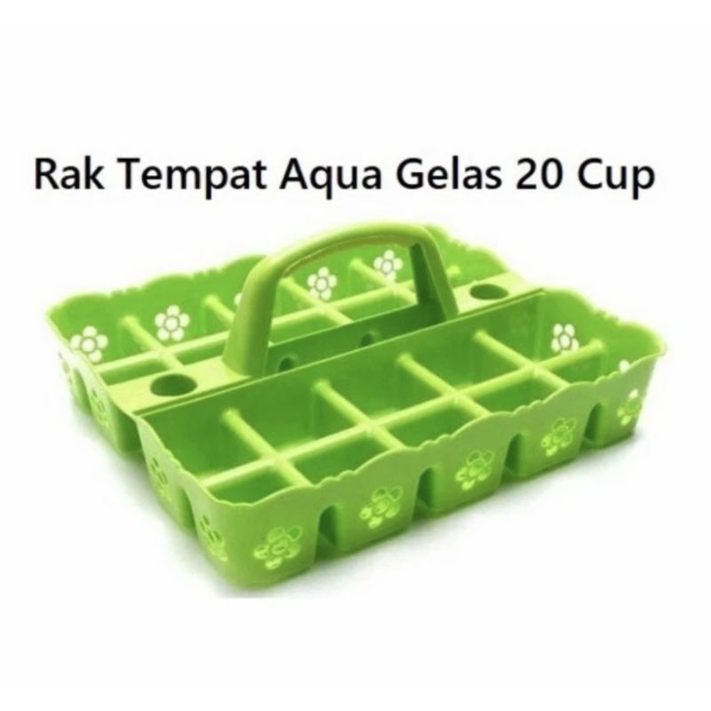 Rak aqua gelas plastik 20 slot lubang//keranjang aqua gelas set