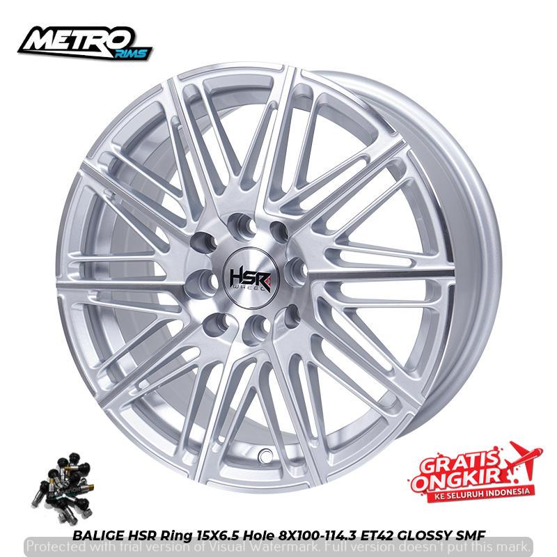 VELG BALIGE HSR R15X65 H4X100 ET42 VELG RACING MOBIL WULING BINGUO, CONFERO, ALVEZ RING 15