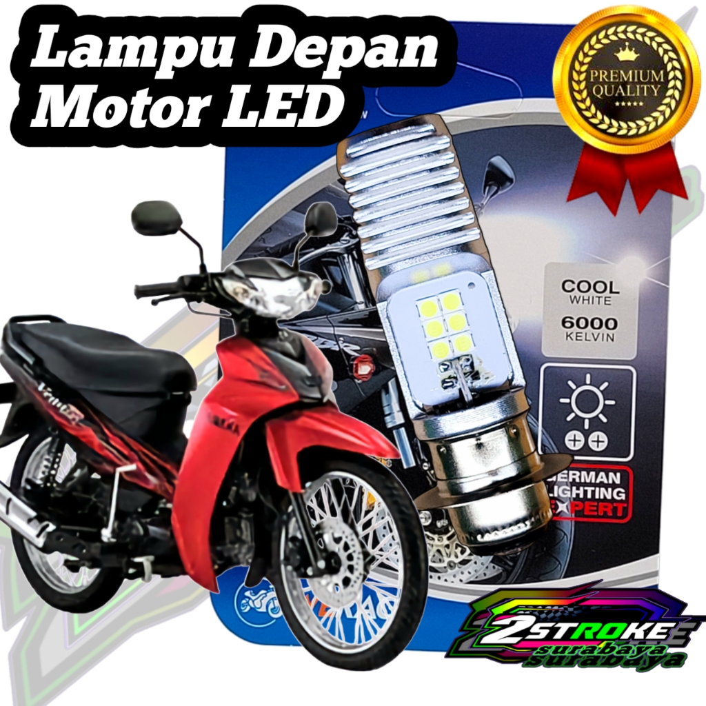 Lampu Depan Motor Vega R New LED Putih H6 Ac/Dc 12Volt M2b Pro Pengganti Dop/Bohlam Standart