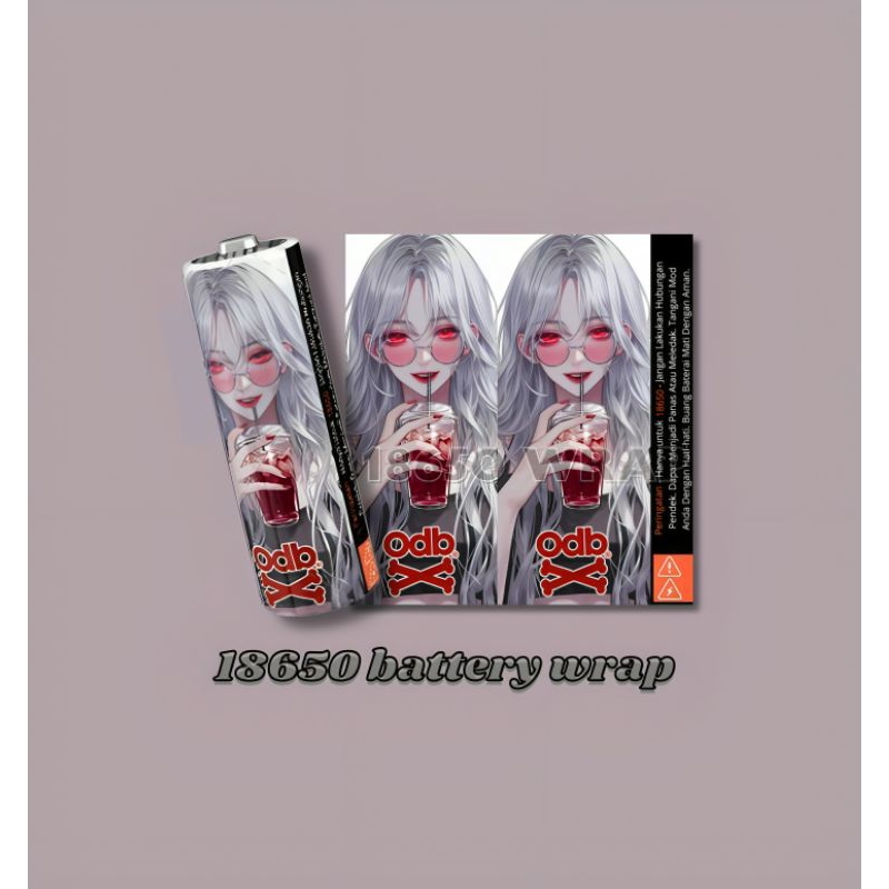 stiker skin wrap baterai 18650 pelindung penghias baterai anime wifu series