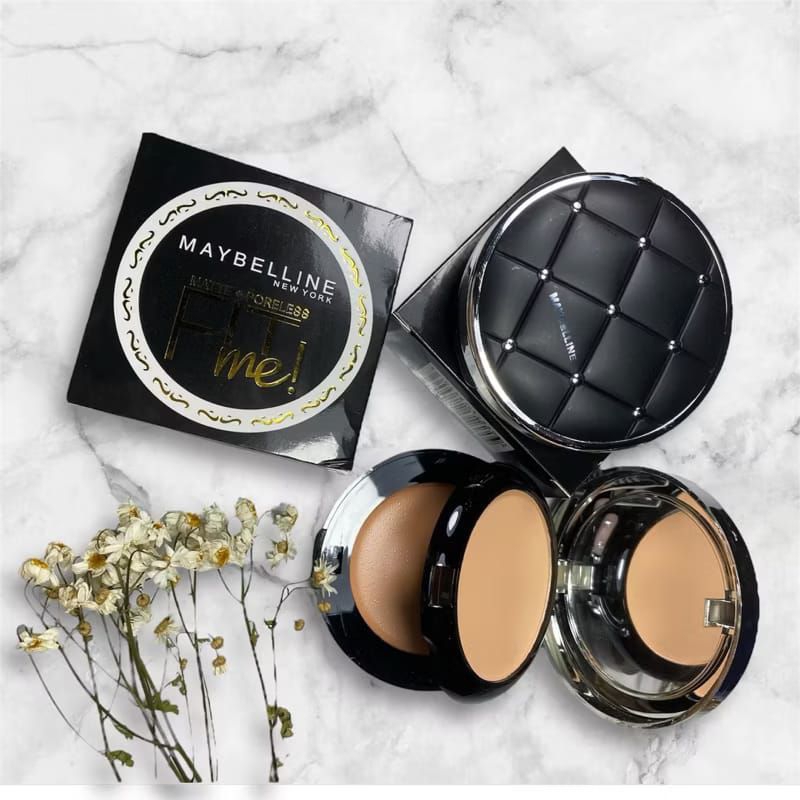 COD BAYAR DI TEMPAT Bedak Maybeline/Revlon FIT Me 2 in 1 Bedak + Spons Bedak Padat dan Bedak Basah
