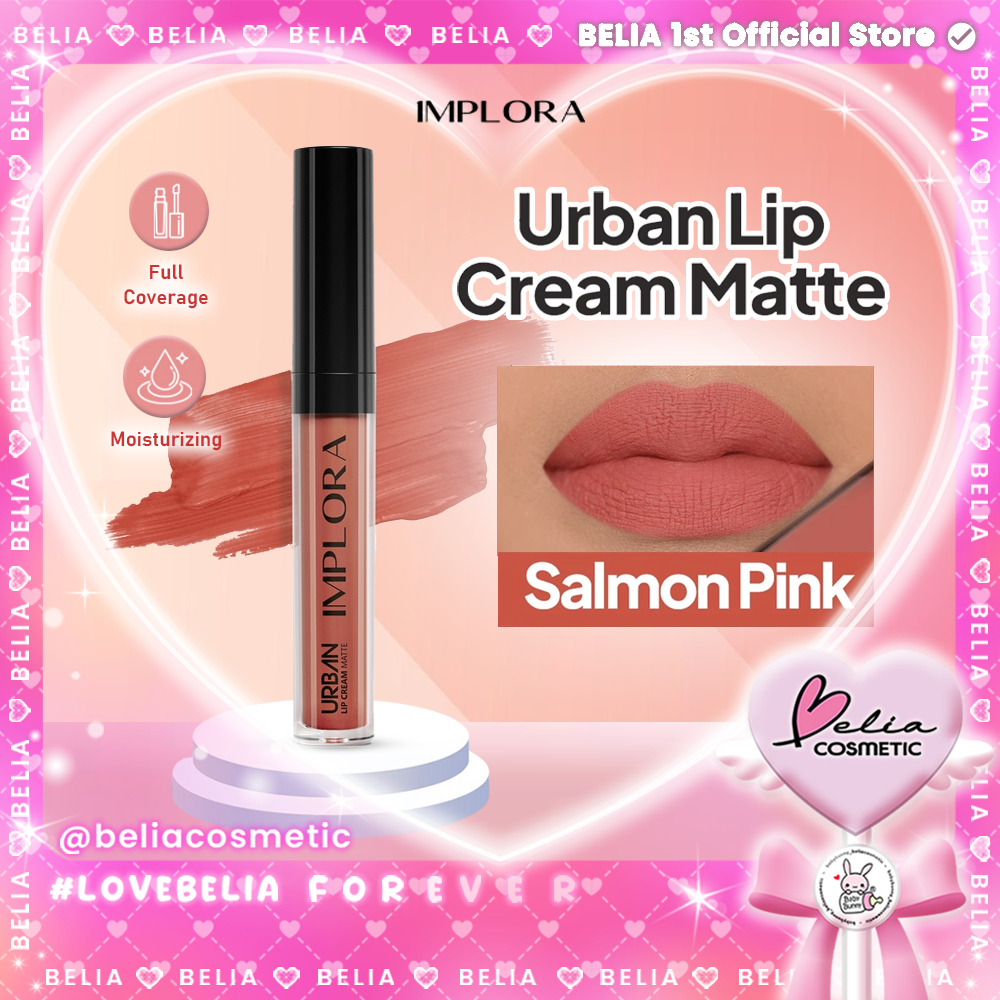 [ BELIA ] Implora Urban Lip Cream Matte 15 Salmon Pink | Lipstick | vitamin E | Mudah diaplikasikan