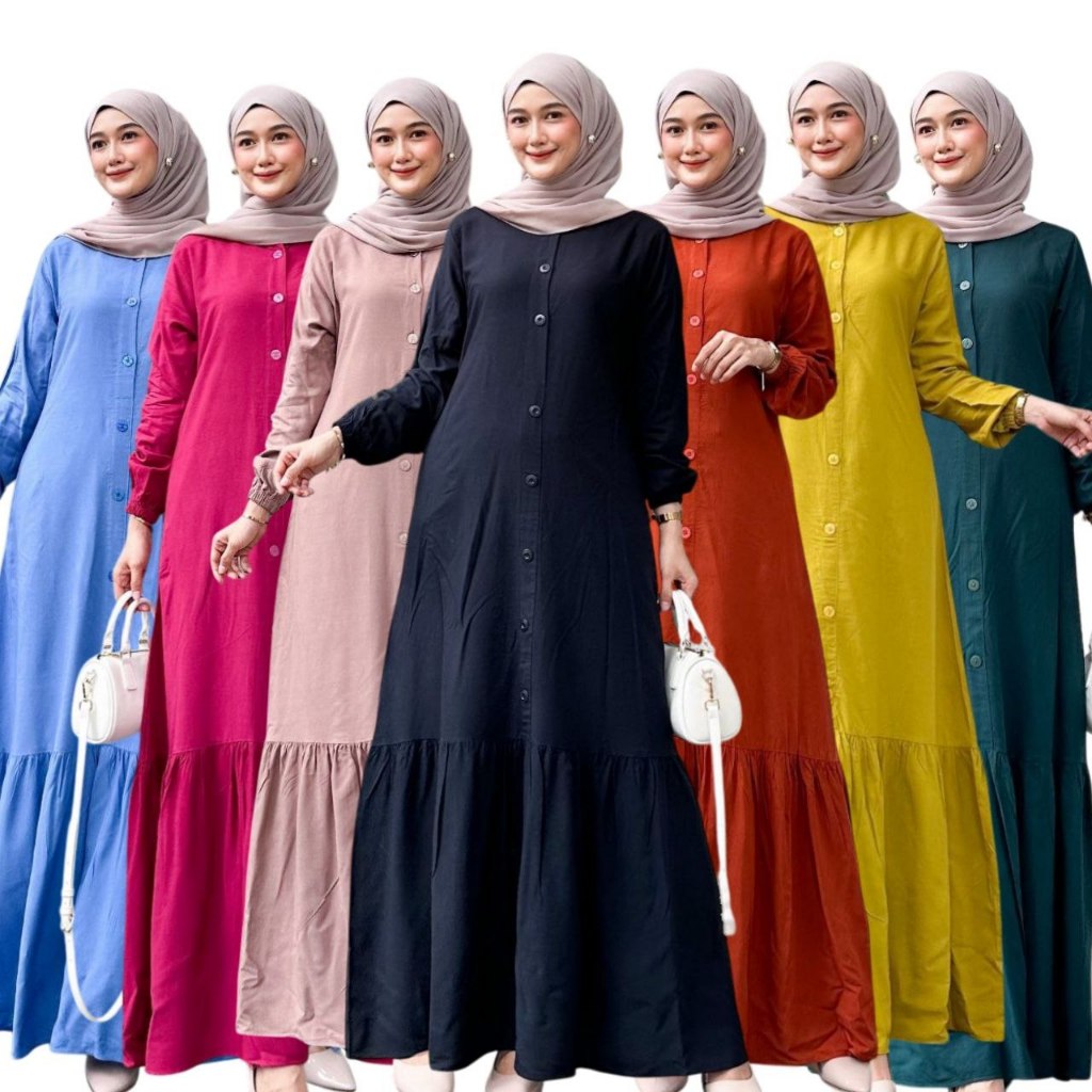 GAMIS RAYON POLOS WARNA HITAM BAHAN RAYON PREMIUM BUSUI FRIENDLY