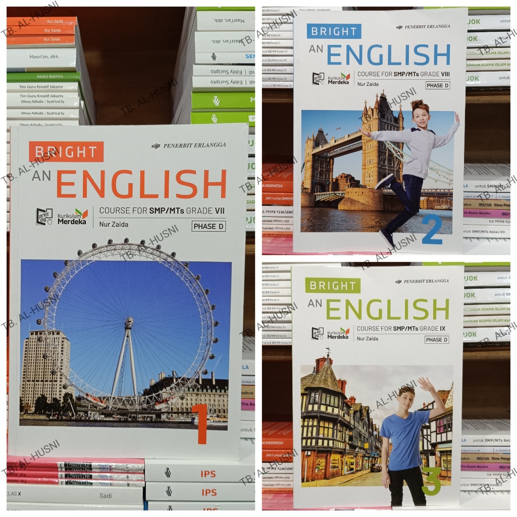 Buku Original BRIGHT AN ENGLISH COURSE KLS 7,8 dan 9 SMP/MTS KURIKULUM MERDEKA ERLANGGA