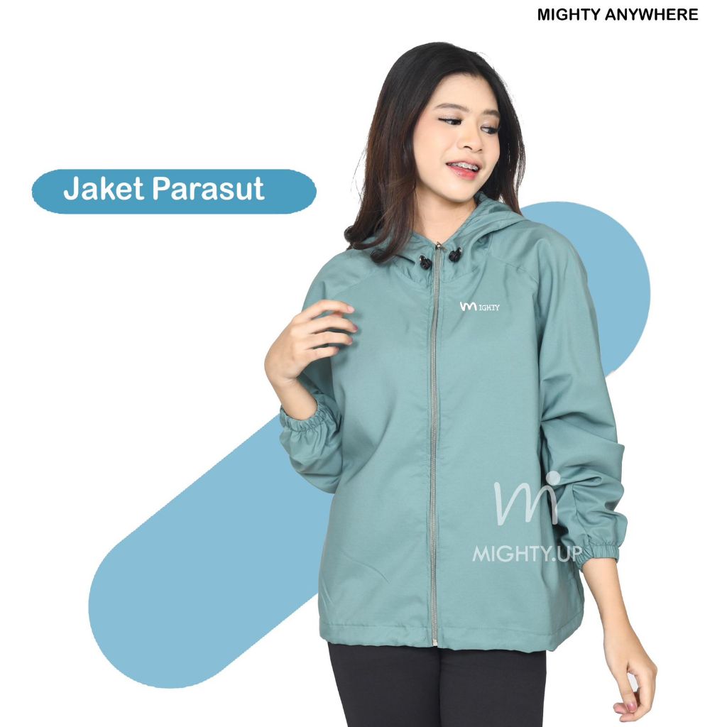 Jaket Parasut Sport Polos Premium Pria/Wanita Gym Berlari Bersepeda Unisex