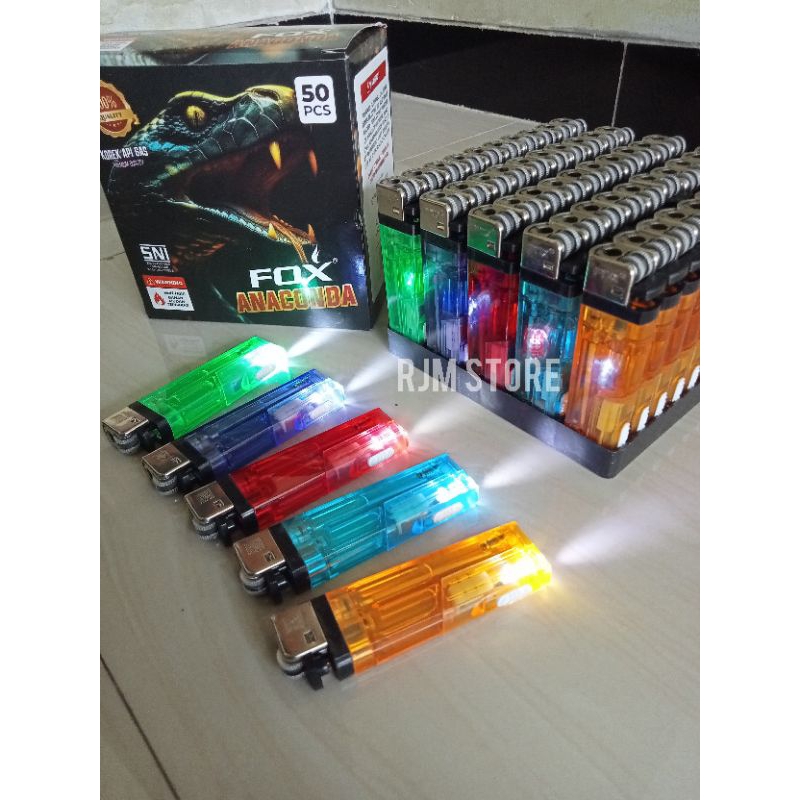 [ Isi 10 pcs ] Korek Api Gas Roda Senter Bisa Isi Ulang / Korek Senter Fox Gas Lighter