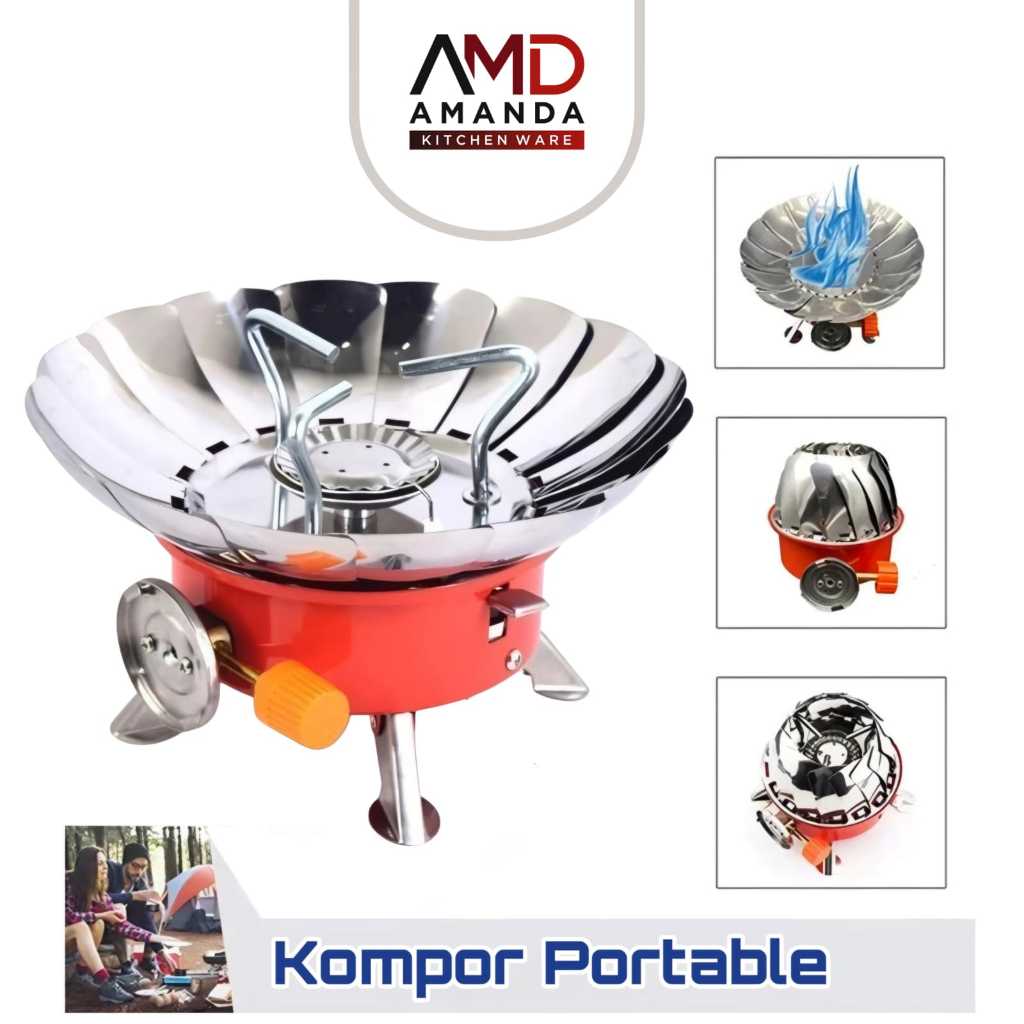 Kompor Camping Bentuk Bunga Tahan Angin Kompor Lipat Portable Gas Stove Mini Alat Masak Gunung