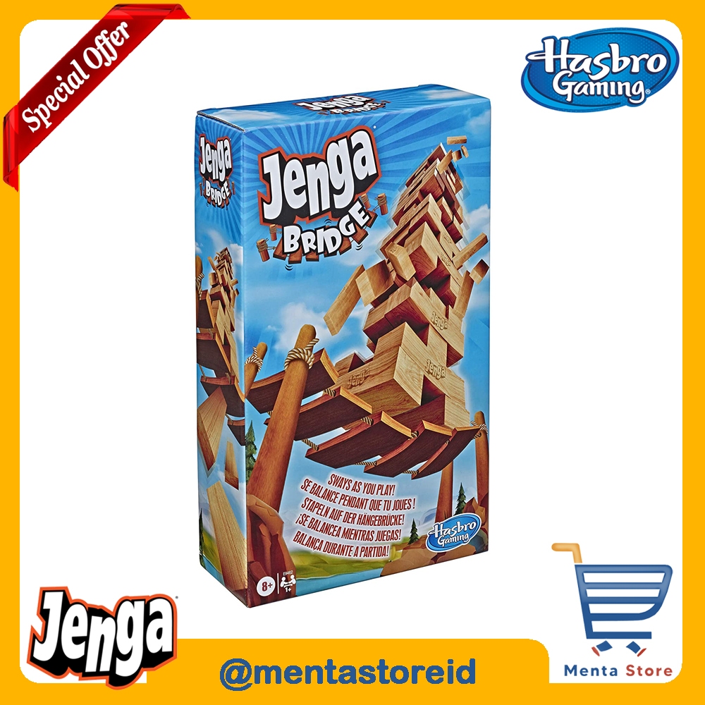 Hasbro Games Jenga Bridge Board Wooden Block Stacking Tower Fun Toys