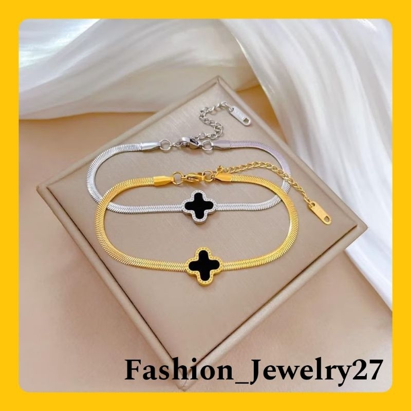 New Gelang Fashion Wanita Titanium Gold/Silver Gelang Lipan Polos Anti Karat