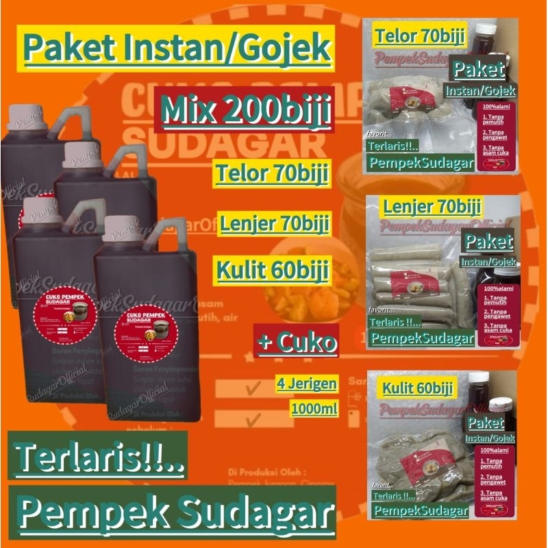 

Paket B instan/gojek pempek kecil isi 200biji + 4 Jerigen cuko pedas 1000ml (Divacum)