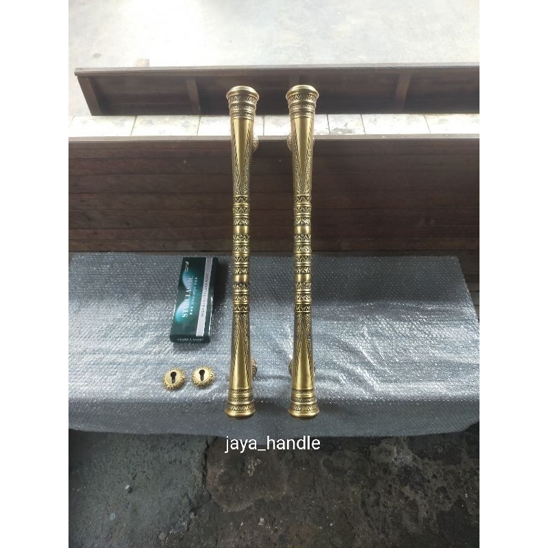 Handle Pintu Rumah Kuningan Antik Motif Godo Ukir 80 cm / Gagang Pintu Kuningan / Tarikan Pintu Kuni