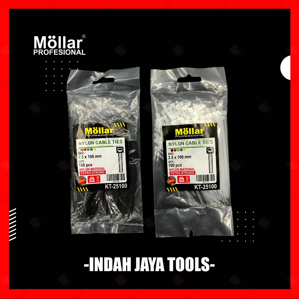 

MOLLAR Cable Ties 2.5 x 100 mm HITAM PUTIH Kabel Tie 10 cm Pengikat Strap Nylon