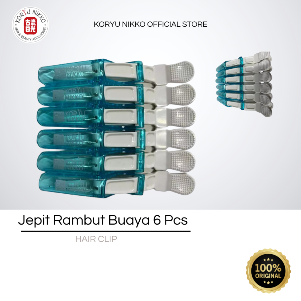 Koryu Nikko - Jepit Rambut - Jepit Buaya - 6 pcs - Putih Biru