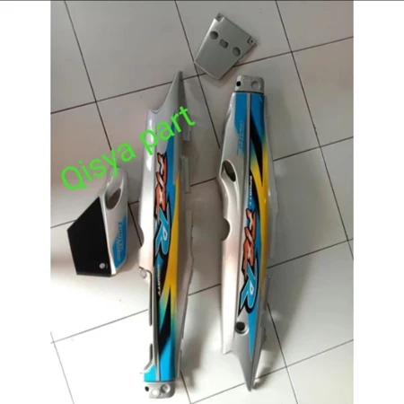 COVER BODY BELAKANG FIZ R WARNA SILVER BOK AKI PLUS STRIPING BIRU KUNING