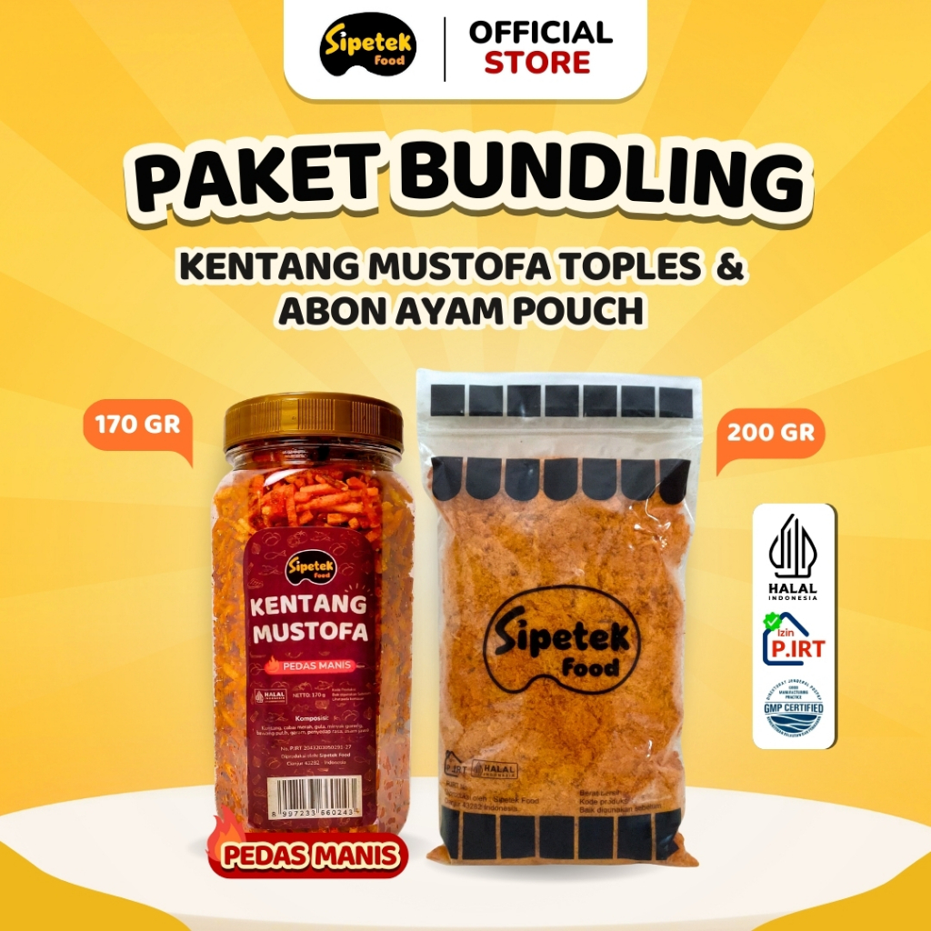 

[Spesial] Paket Bundling Kentang Mustofa Toples & Abon Pouch 200gr Sipetek