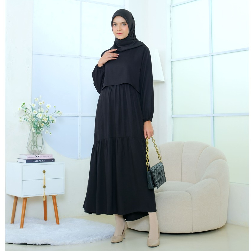 RILLEY - Gamis Pamela | Dress Panjang Muslim Wanita | Gamis Wanita Terbaru Bahan Rayon Twill