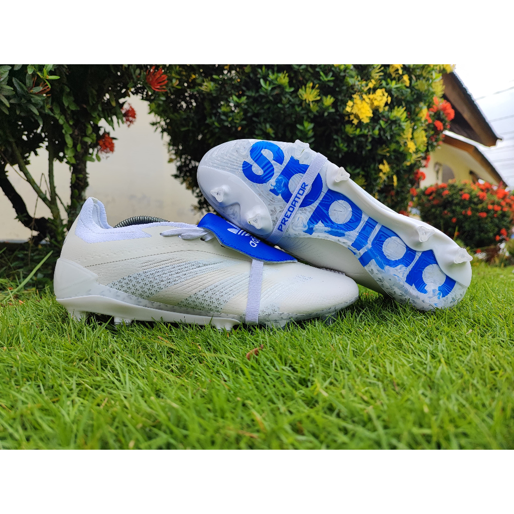 [Best Seller] Sepatu Bola Predator David Beckham Elite Tongue  FG - White Bluebird Royal Blue - COD