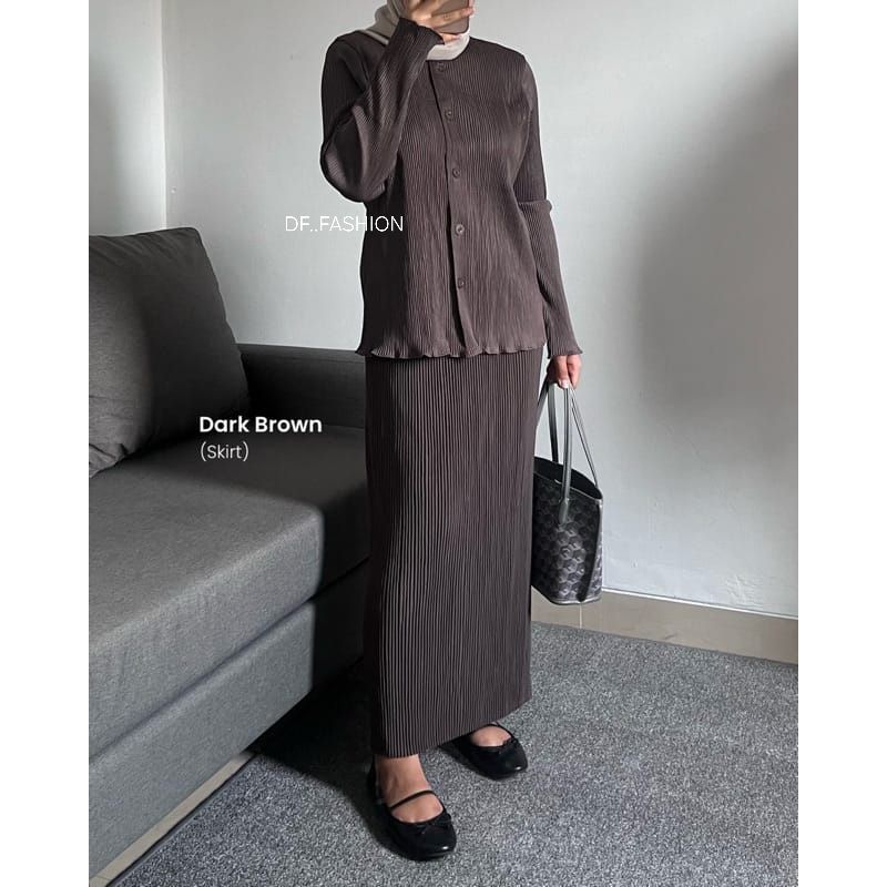 SET CARDIGAN ROK PLISKET / SET BAJU ATASAN BAWAHAN ROK PLISKET LIDI MODEL ROK SPAN RATA DI BAGIAN BA