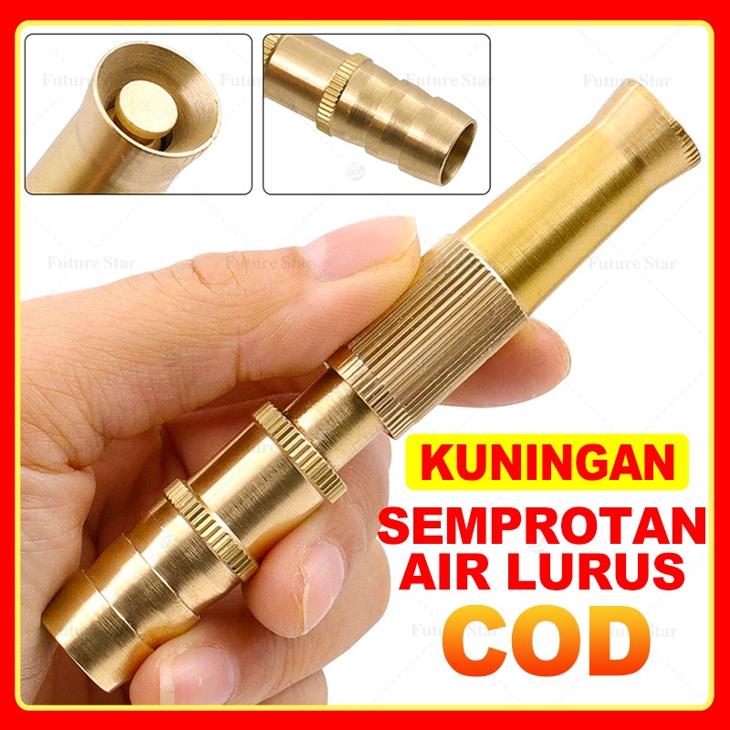 Semprotan Air Lurus Kuningan / Taman Alat Cuci Motor Mobil / Water Jet Spray Gun Hose Nozzle - Brass