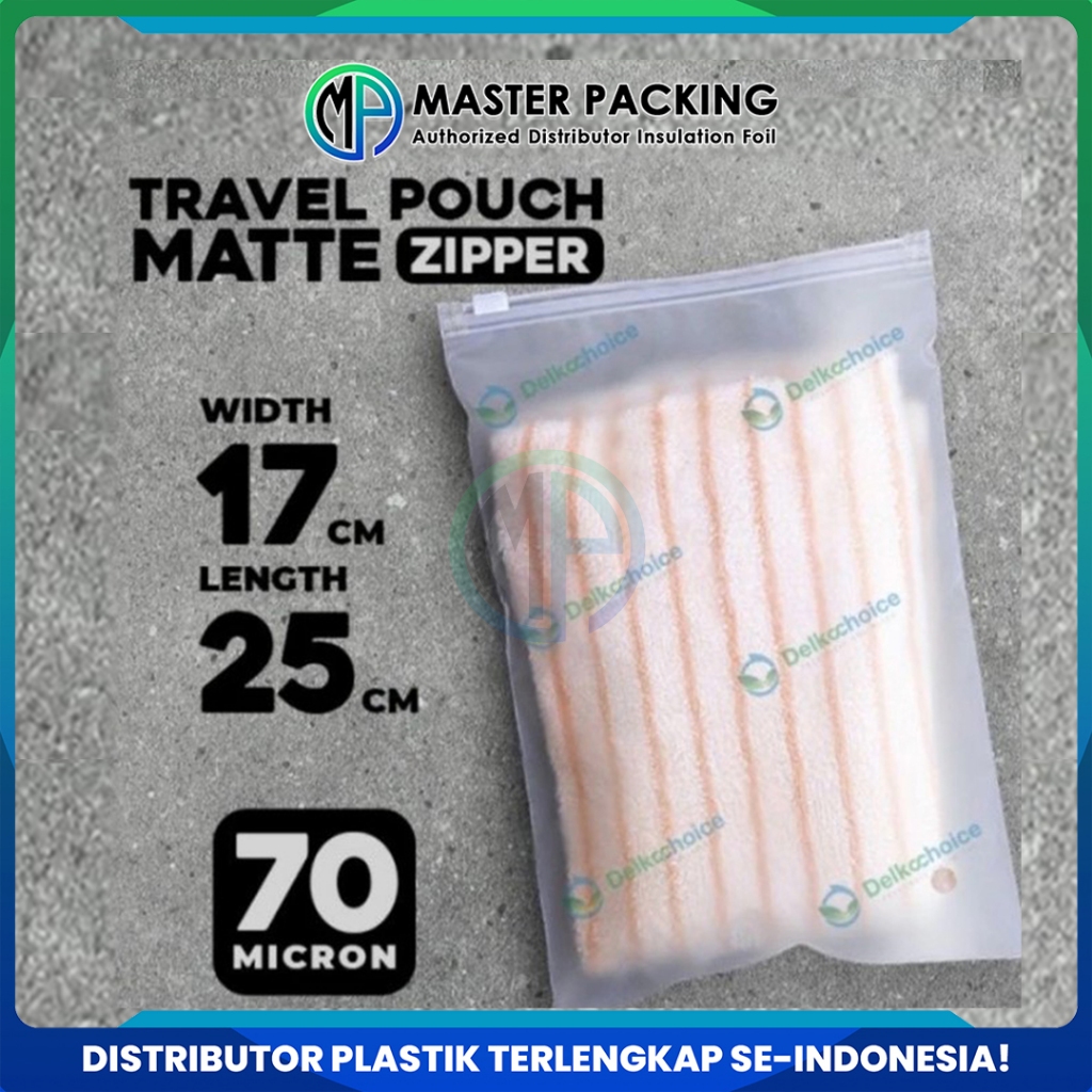 Plastik Travel Pouch Zipper Bag 17cm x 25cm 70 Micron Premium Kantong Organizer Matte - Delkochoice