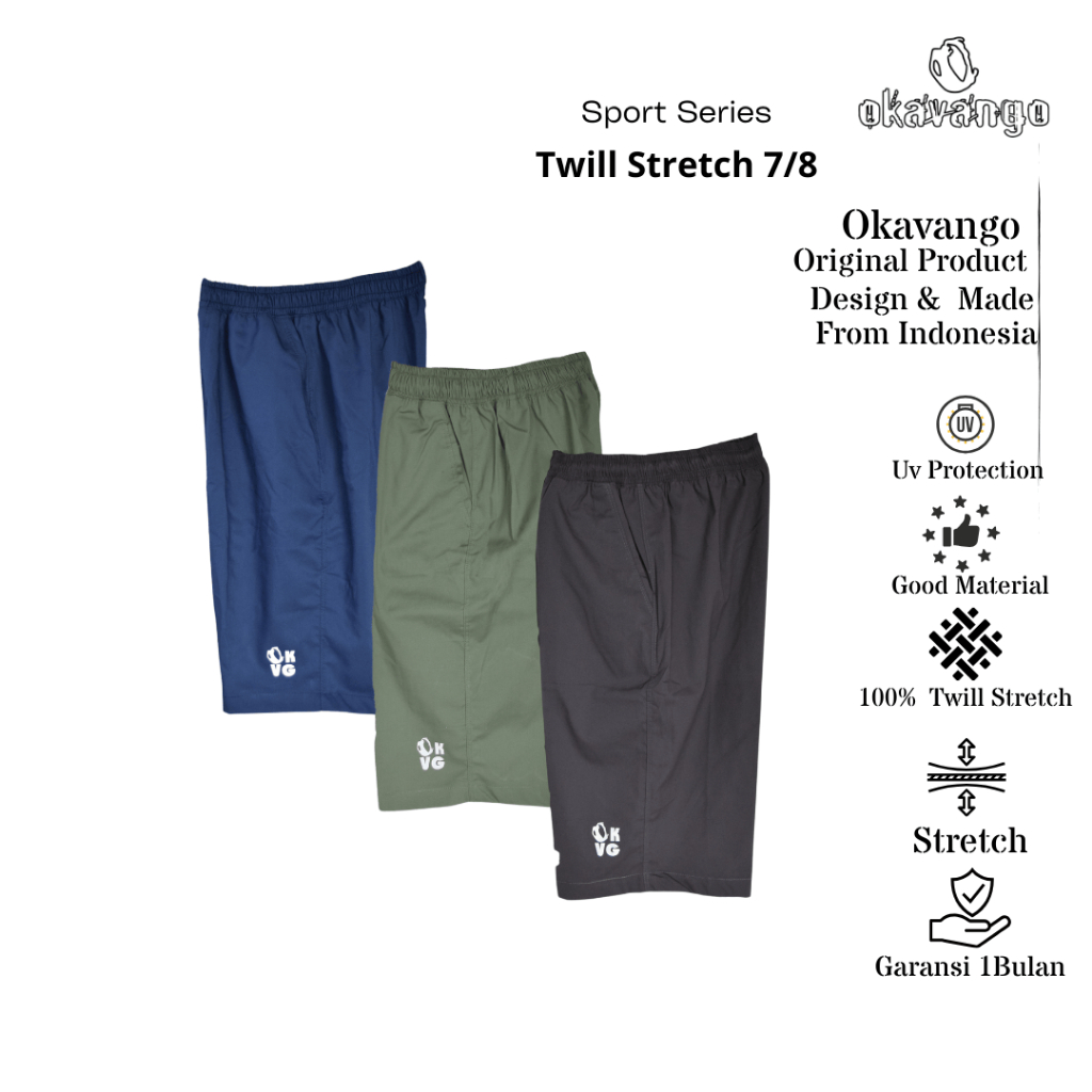 Celana 7/8 Wanita Twill Stretch Retro Harian Santai