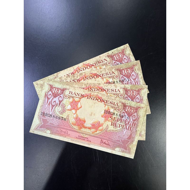 Uang kertas kuno asli Indonesia 10 rupiah (sepuluh rupiah) 1959