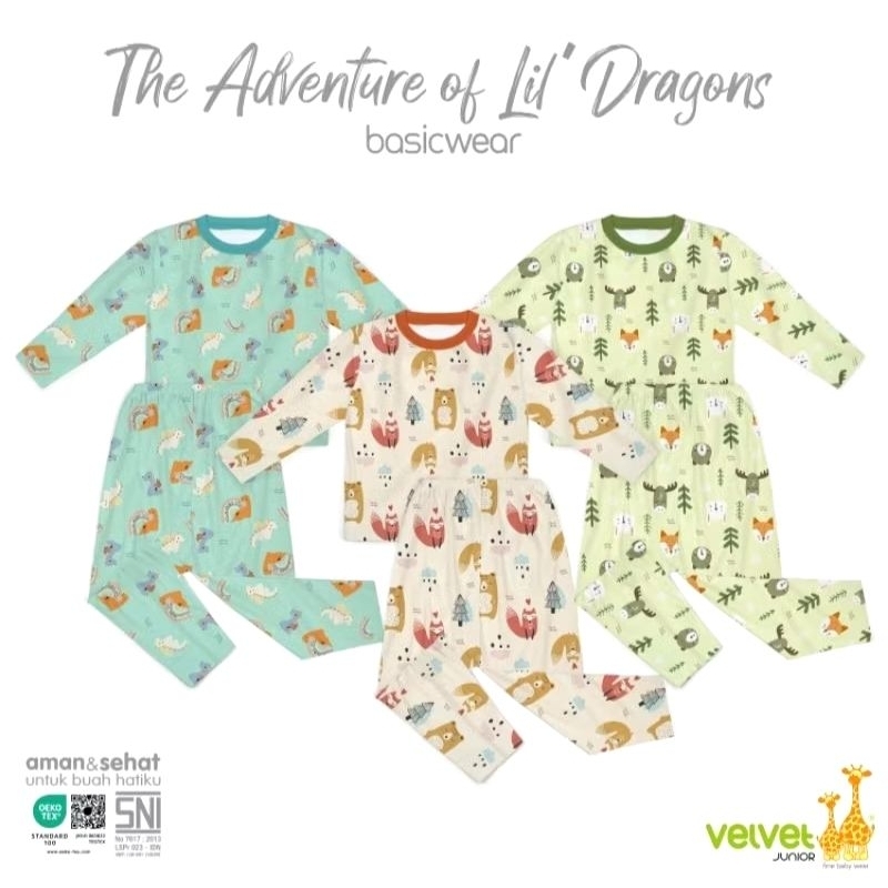 V009 Velvet Junior Size 9 Setelan Oblong Baju Piyama Anak Laki Laki Perempuan