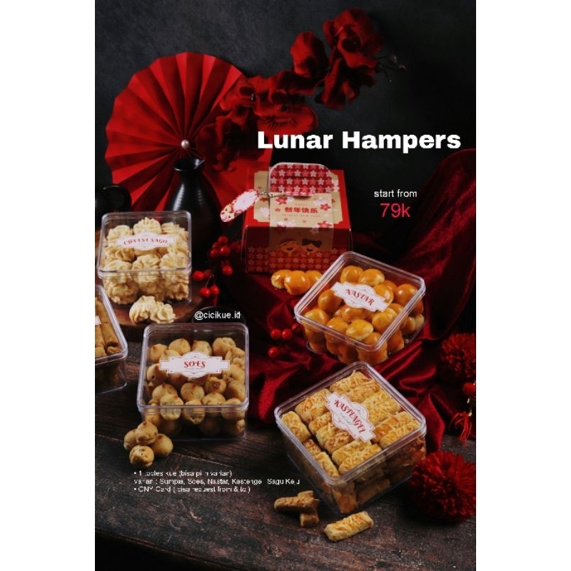 

Hampers Imlek / Hampers Sincia / Nastar / Sagu Keju / Kastangel / Kastengel / Sumpia / Soes / Kue Sus / Hadiah