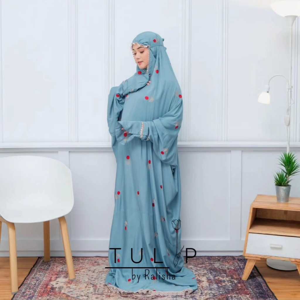 Mukena Terusan Bahan Katun Rayon Premium Motif Bordir Timbul Mewah
