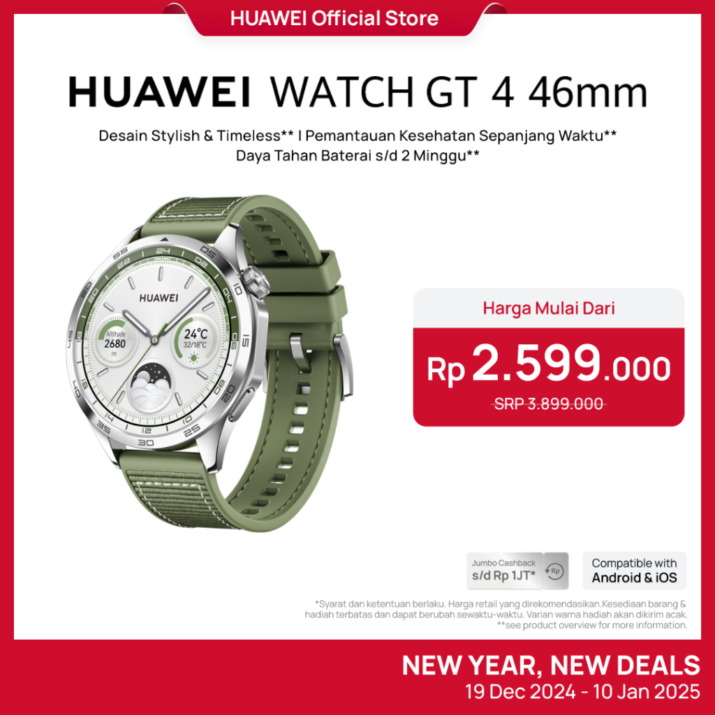 [READY STOCK] HUAWEI WATCH GT 4 Smartwatch | Fashionable Design | Professional Health Monitoring | U