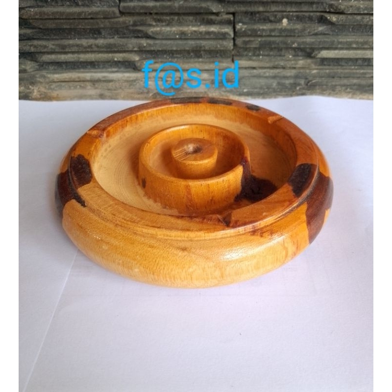 Asbak kayu bulat 13cm / Wadah sekar rokok / Bahan kayu premium tebal